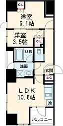 ザ・ライオンズフォーシア町屋 2階2LDKの間取り