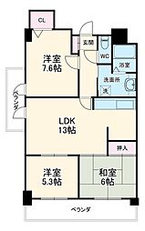 メゾン砂田橋 6階3LDKの間取り