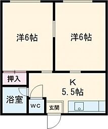 ひかりマンション 2DKの間取図画像
