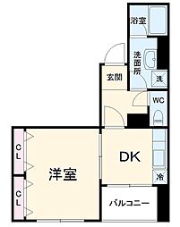 アンプルールフェールスリーズ 3階1DKの間取り