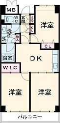 レジディア芝浦 3DKの間取図画像