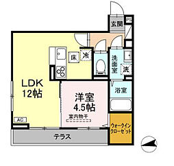 D-ROOM富竹新田 1階1LDKの間取り