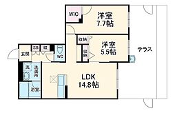 Ｓａｐｈｉｒ(サフィール) 1階2LDKの間取り