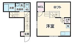 ラフェスタ志賀本通 2階ワンルームの間取り