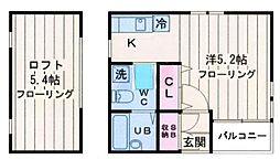 メゾンフェリーチェ 2階ワンルームの間取り