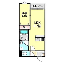 名鉄津島線 甚目寺駅 徒歩8分の賃貸アパート 3階1LDKの間取り