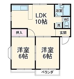 シャーウッドＭＩ 1階2LDKの間取り