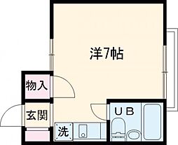 国立フラッツ 2階ワンルームの間取り