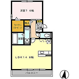 名古屋市営鶴舞線 赤池駅 徒歩27分の賃貸アパート 3階1LDKの間取り