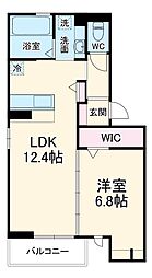 D-ROOM徳行 2階1LDKの間取り