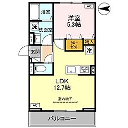 D-ROOM文京町3丁目 2階1LDKの間取り