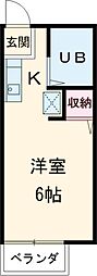 カサベルデ 2階ワンルームの間取り