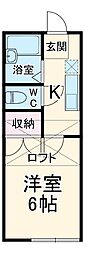 プランティング 2階1Kの間取り