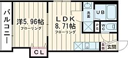 立川セイワレジデンスII 2階1LDKの間取り