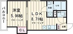 立川セイワレジデンスII 3階1LDKの間取り