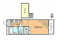 小島ビル 3階1Kの間取り