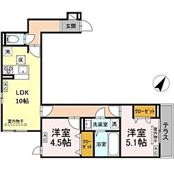 Ｄ-ＲＯＯＭ散田町 1階1LDKの間取り