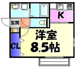 シャルドネ　Ａ 2階1Kの間取り