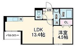 Jack chujoI 2階1LDKの間取り