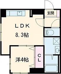 アコード・Ｋ 3階1LDKの間取り