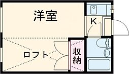 フェリス祖師谷 1階ワンルームの間取り