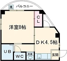 第二川島ハイツ 2階1DKの間取り