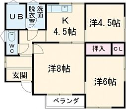 Casa Pen 1階3Kの間取り