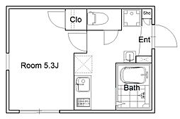 グレースコート町屋 1階1Kの間取り