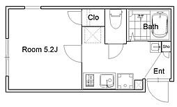 グレースコート町屋 2階1Kの間取り