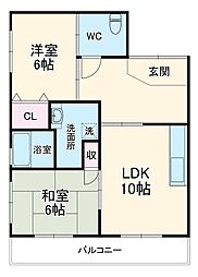 フレーズ向山 2階2LDKの間取り