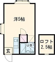 バリーズ 2階ワンルームの間取り