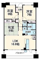 サーパス諏訪町 3階3LDKの間取り