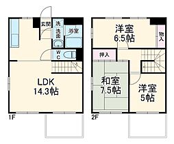 JR南武線 武蔵中原駅 徒歩19分の賃貸マンション 1階3LDKの間取り