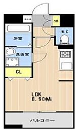 LIBTH松山III 10階ワンルームの間取り