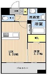 LIBTH松山III 9階1LDKの間取り