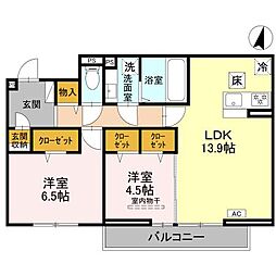 プレジール 302 3階2LDKの間取り