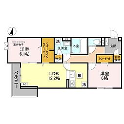 プレジール 203 2階2LDKの間取り