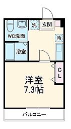 ハーミットクラブハウス衣笠IIB棟 2階1Kの間取り