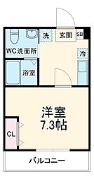 ハーミットクラブハウス衣笠IIB棟 2階1Kの間取り