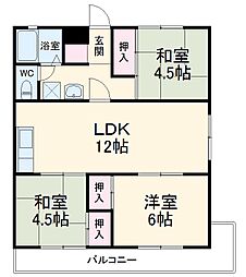 光マンション 3階3LDKの間取り