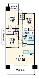 リコット新安城駅前 14階3LDKの間取り