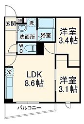 Ｐｒｅｃｉｏｕｓ桜本町 4階2LDKの間取り