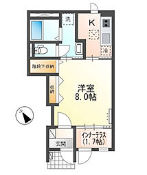 プレミアスII 1階1Kの間取り