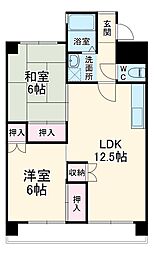 サンライズ美里 4階2LDKの間取り