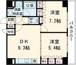 エスティメゾン王子 9階2DKの間取り