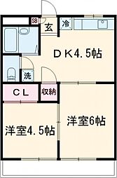 ジュネス・玉堤 1階2DKの間取り