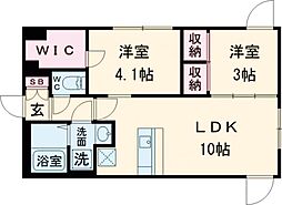 ウェルスクエア方南町II 1階2LDKの間取り