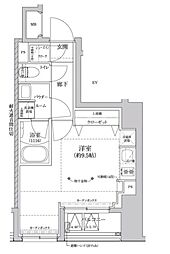 RELUXIA上野EAST ワンルームの間取図画像