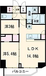 アジールコート町屋 13階2LDKの間取り