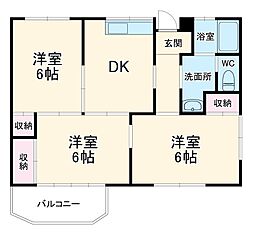 マンショントータス 2階3DKの間取り